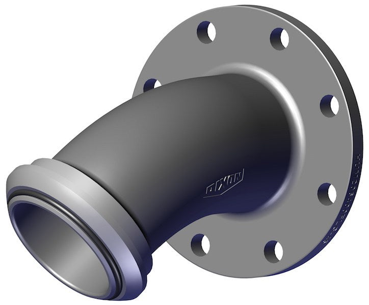 One-Piece Flange x Male Hammer Union 45° Elbow Adapter SKU: HUM206400F
