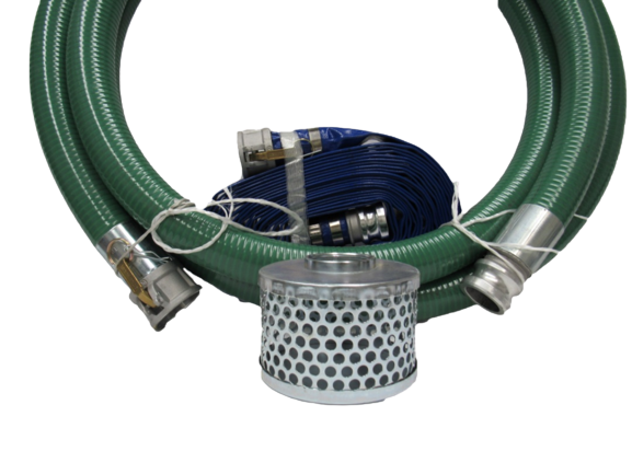 3" Green PVC Cam Lock Suction Hose Trash Pump Kit w/50' Discharge Hose